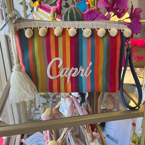 Capri pochette ricamata tessuto a righe